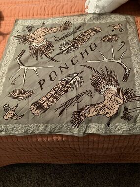 PONCHO Taupe Feather Print Women’s Scarf